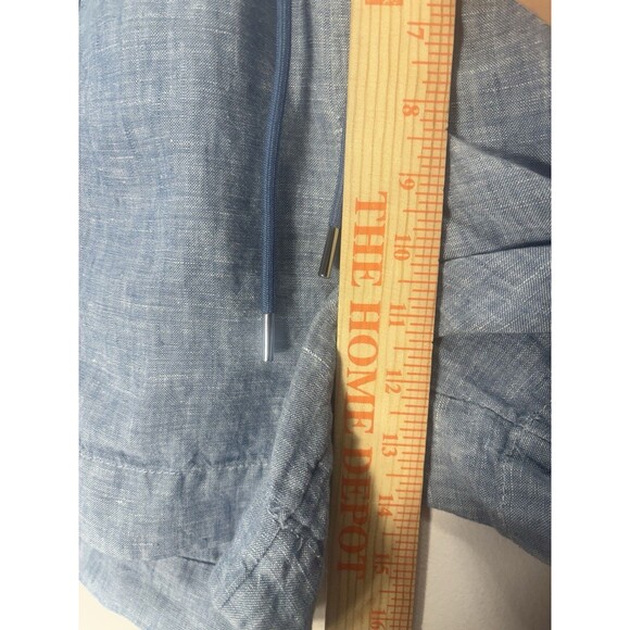 Athleta Womens Retreat Linen Shorts Sz 14 Chambray Blue  Zip Pockets Drawstring - Picture 5 of 11